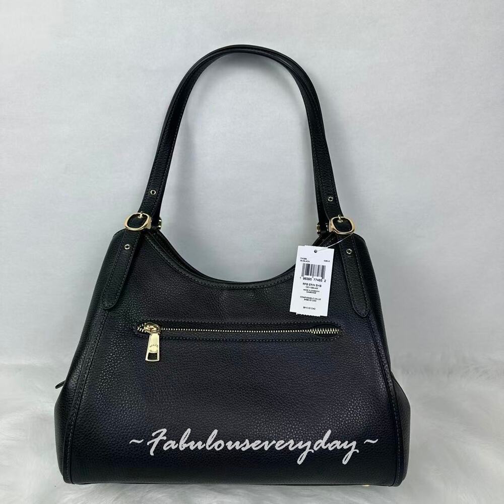 Coach Erin Shoulder Bag In Leather/Gold/Black CAQ86 NWT - Picture 4 of 10
